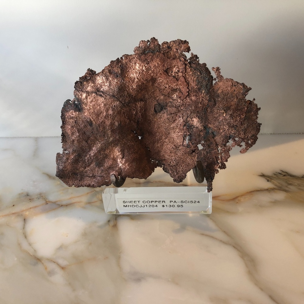 Copper piece on acrylic stand - 6" w x 5 1/2" h - NEW!
